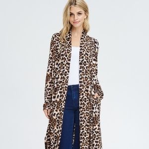 Love in Leopard long Cardigan with side slits